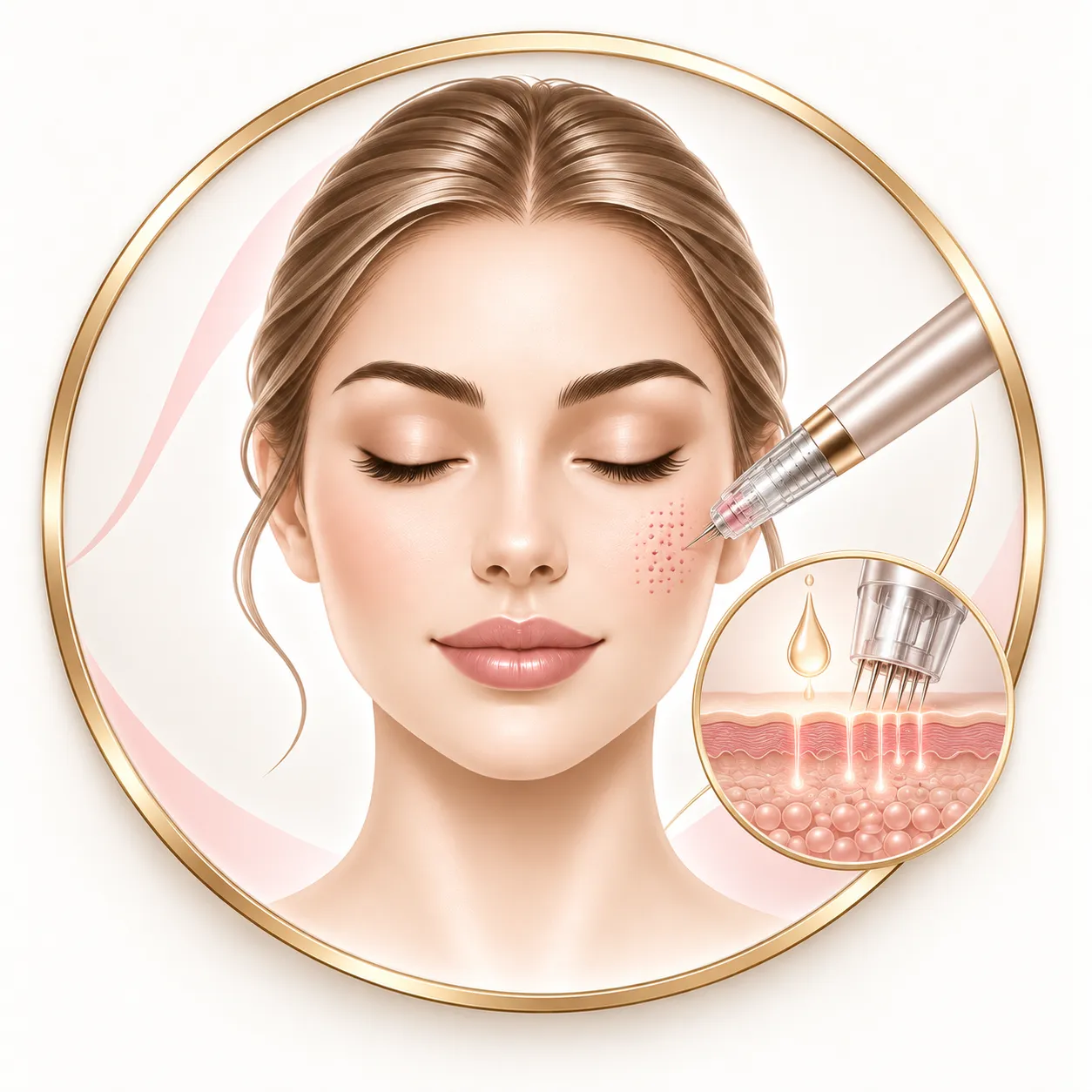 Ilustración del tratamiento de Dermapen · Microneedling