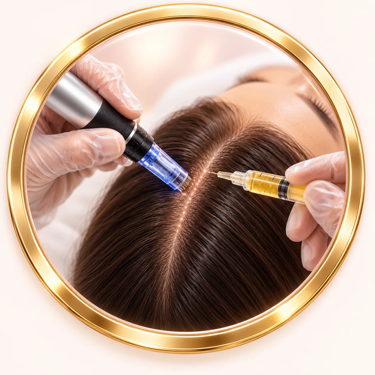 Ilustración del tratamiento de Dermapen · Microneedling · Capilar