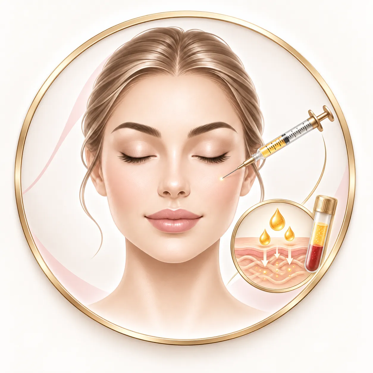 Ilustración del tratamiento de PRP · Plasma rico en plaquetas